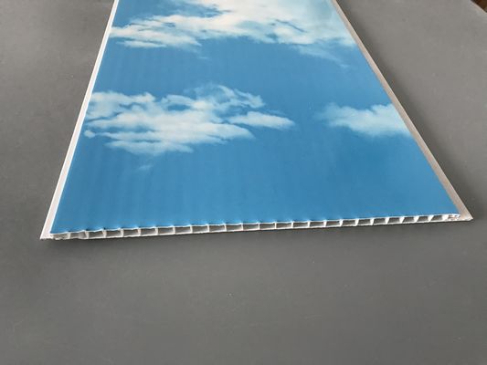ร้อน Stamping 250 × 7mm พานีลเพดาน PVC กับฟ้าสีฟ้าและเมฆสีขาว
