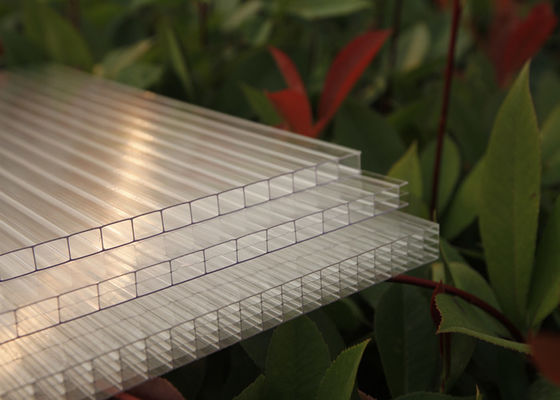 แผงเรือนกระจกโพลีคาร์บอเนตผนังสองแผ่นแผ่นโพลีคาร์บอเนตแบน